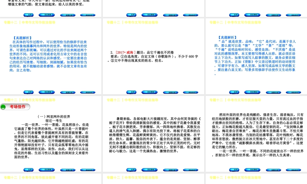 （徐州专版）中考语文 第四部分 写作 专题十二 中考作文写作技法指导复习课件5-人教版初中九年级全册语文课件