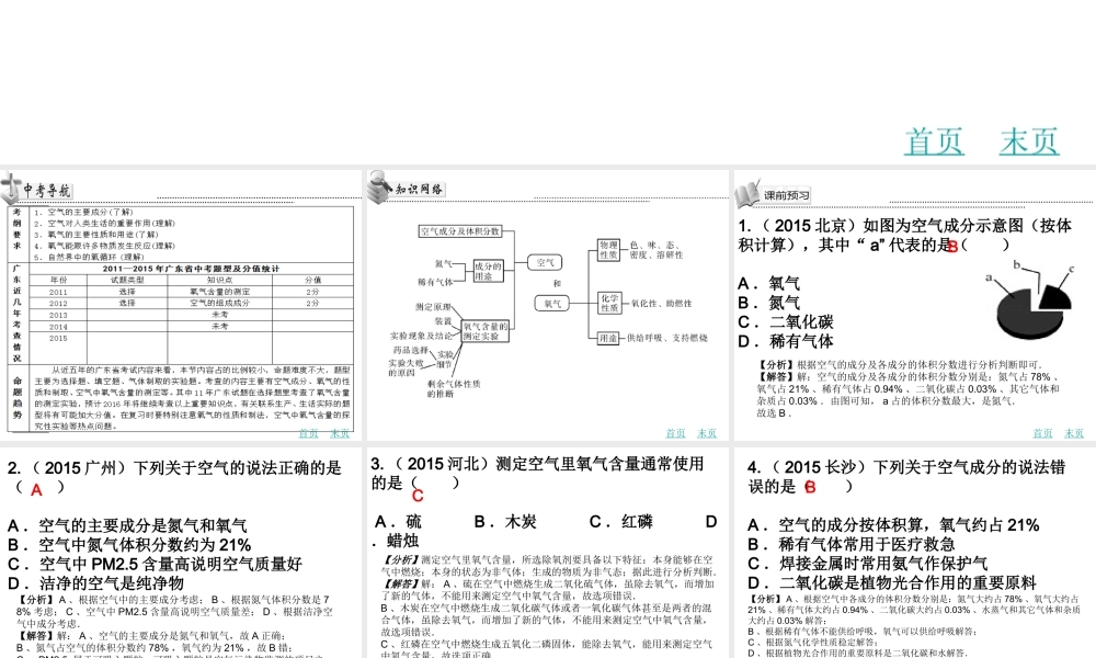 （广东地区）中考化学 第八章 我们周围的空气复习课件 新人教版-新人教版初中九年级全册化学课件