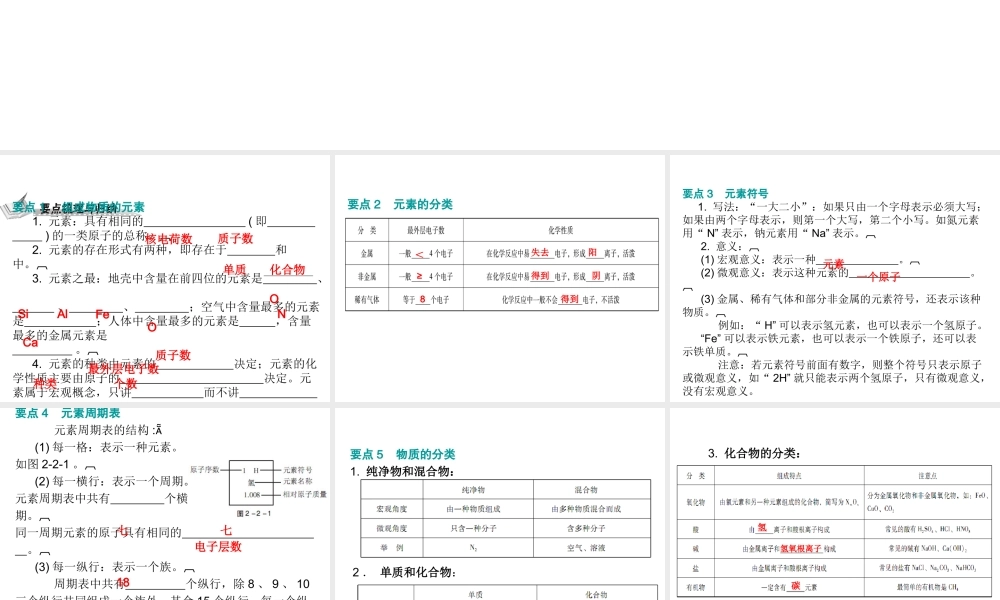 （广东地区）中考化学 第二部分 物质构成的奥秘 第二节 化学元素与物质分类复习课件 新人教版-新人教版初中九年级全册化学课件