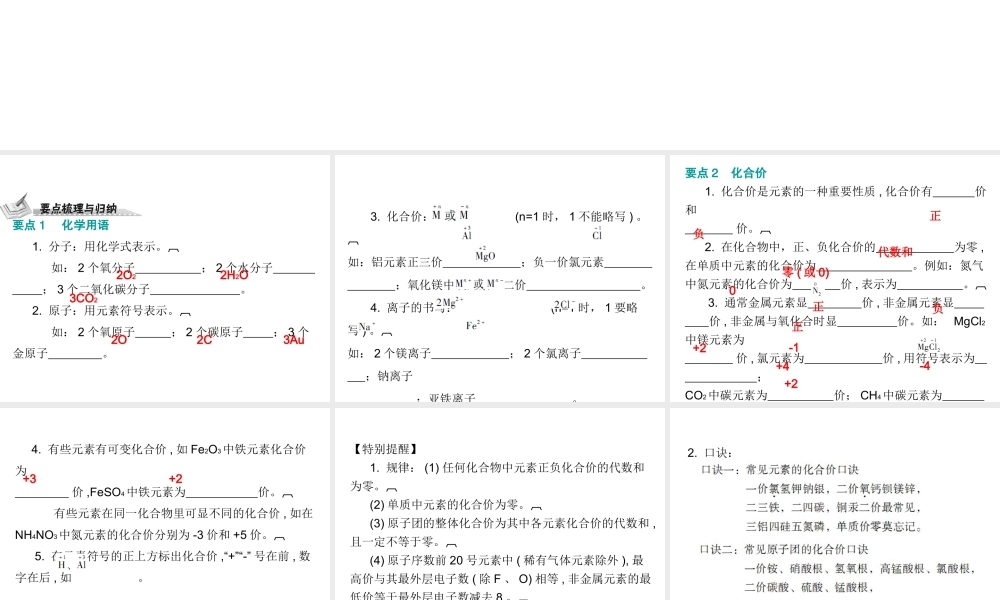 （广东地区）中考化学 第二部分 物质构成的奥秘 第三节 化合价和化学式复习课件 新人教版-新人教版初中九年级全册化学课件