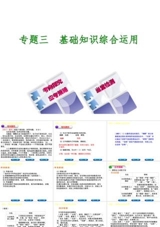 （徐州专版）中考语文 第一部分 积累与运用 专题三 基础知识综合运用复习课件-人教版初中九年级全册语文课件