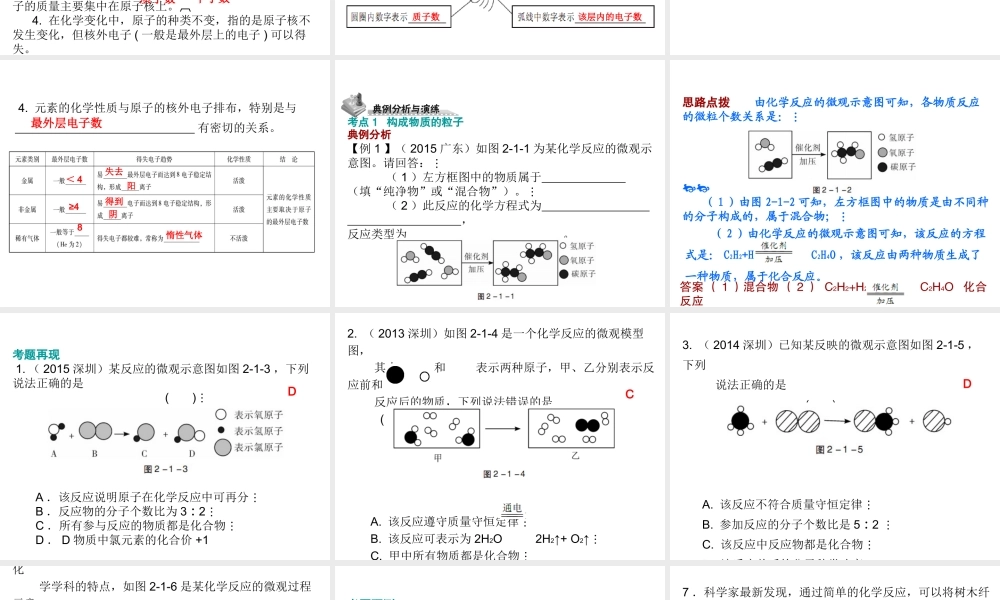 （广东地区）中考化学 第二部分 物质构成的奥秘 第一节 构成物质的微粒复习课件 新人教版-新人教版初中九年级全册化学课件