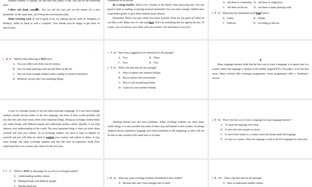 （广州沈阳通用）八年级英语上册 Module 3 Culture and history Unit 5 Educational exchanges（第6课时）综合提升课件 牛津深圳版-牛津深圳版初中八年级上册英语课件