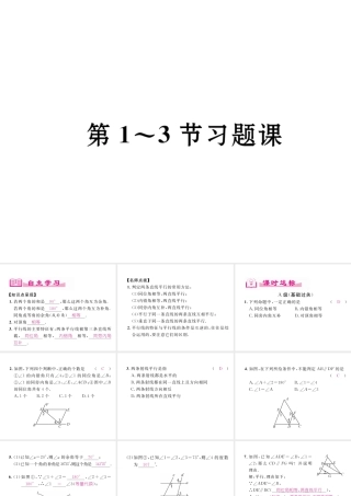 （成都专级数学下册 第2章 相交的平行线 第1-3节习题课作业课件 （新版）北师大版-（新版）北师大级下册数学课件