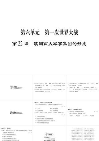 （广西专用）九年级历史上册 第6单元 第一次世界大战 第22课 欧洲两大军事集团的形成课件 岳麓版-岳麓版初中九年级上册历史课件