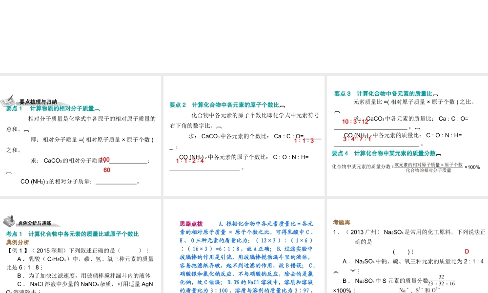 （广东地区）中考化学 第六部分 专题训练 专题二 有关化学式的计算复习课件 新人教版-新人教版初中九年级全册化学课件