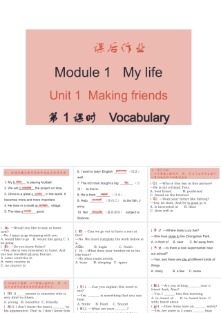（广州沈阳通用）秋七年级英语上册 Module 1 Unit 1 Making Friends（课后作业）课件 牛津深圳版-牛津深圳版初中七年级上册英语课件