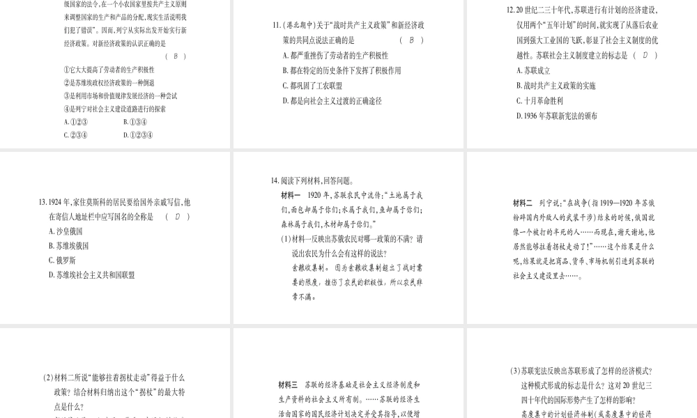 （广西专用）九年级历史下册 第2课 苏联的社会主义建设课件 岳麓版-岳麓版初中九年级下册历史课件