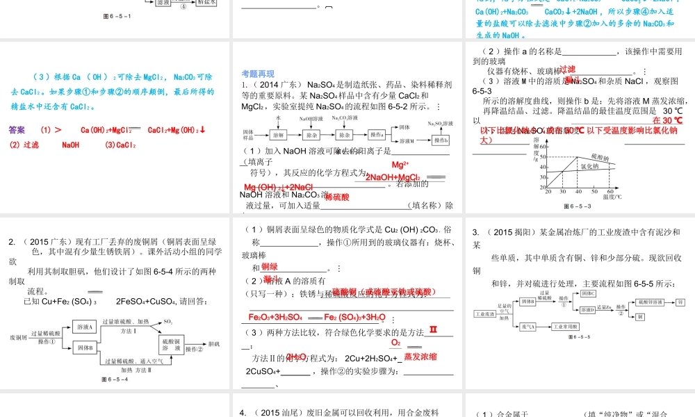（广东地区）中考化学 第六部分 专题训练 专题五 化学工艺流程题复习课件 新人教版-新人教版初中九年级全册化学课件
