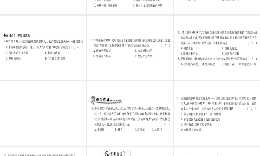 （广西专用）九年级历史下册 第4课 资本主义世界经济危机和罗斯福新政课件 岳麓版-岳麓版初中九年级下册历史课件