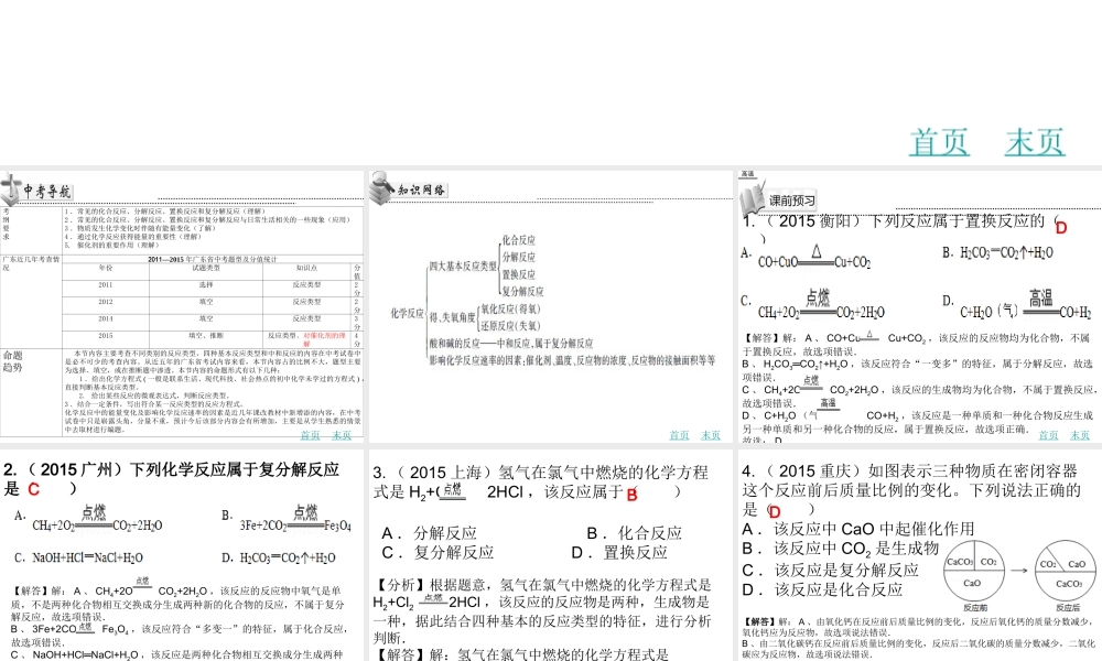 （广东地区）中考化学 第六章 认识几类化学反应复习课件 新人教版-新人教版初中九年级全册化学课件