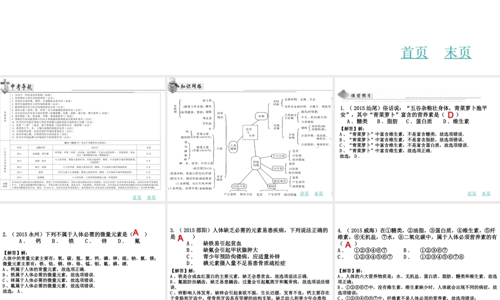 （广东地区）中考化学 第十六章 化学与生活复习课件 新人教版-新人教版初中九年级全册化学课件