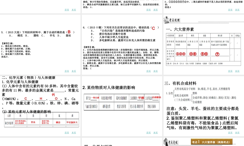 （广东地区）中考化学 第十六章 化学与生活复习课件 新人教版-新人教版初中九年级全册化学课件