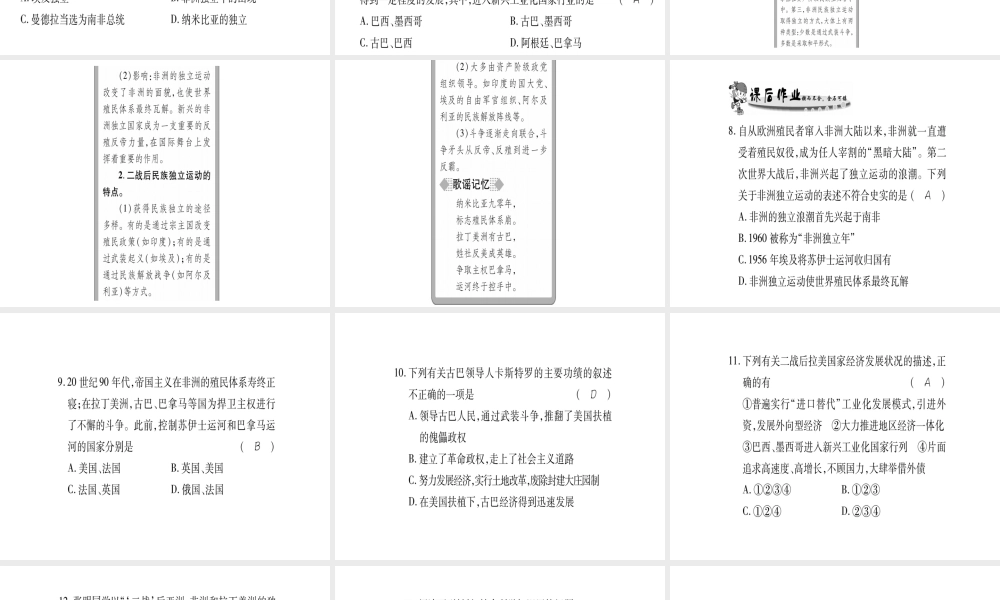 （广西专用）九年级历史下册 第15课 非洲独立运动和拉美国家维护国家权益的斗争课件 岳麓版-岳麓版初中九年级下册历史课件