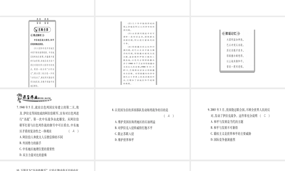 （广西专用）九年级历史下册 第16课 中东地区的矛盾和冲突课件 岳麓版-岳麓版初中九年级下册历史课件