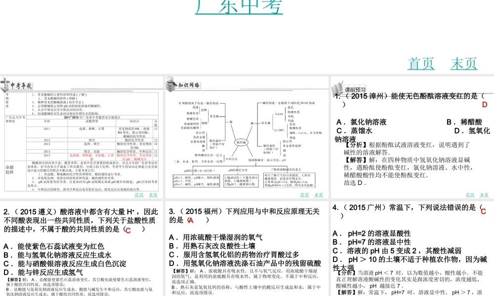 （广东地区）中考化学 第十三章 酸和碱复习课件 新人教版-新人教版初中九年级全册化学课件