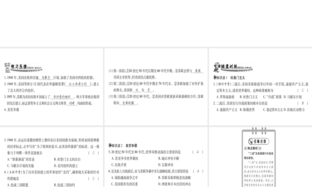（广西专用）九年级历史下册 第17课 美苏“冷战”课件 岳麓版-岳麓版初中九年级下册历史课件