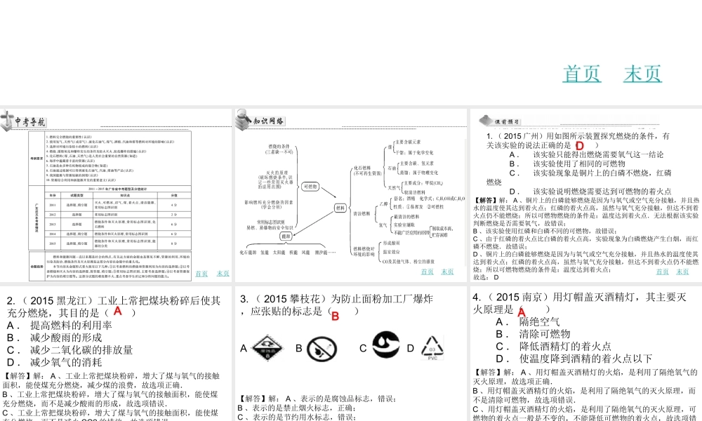（广东地区）中考化学 第十五章 化学与能源和资源的利用复习课件 新人教版-新人教版初中九年级全册化学课件
