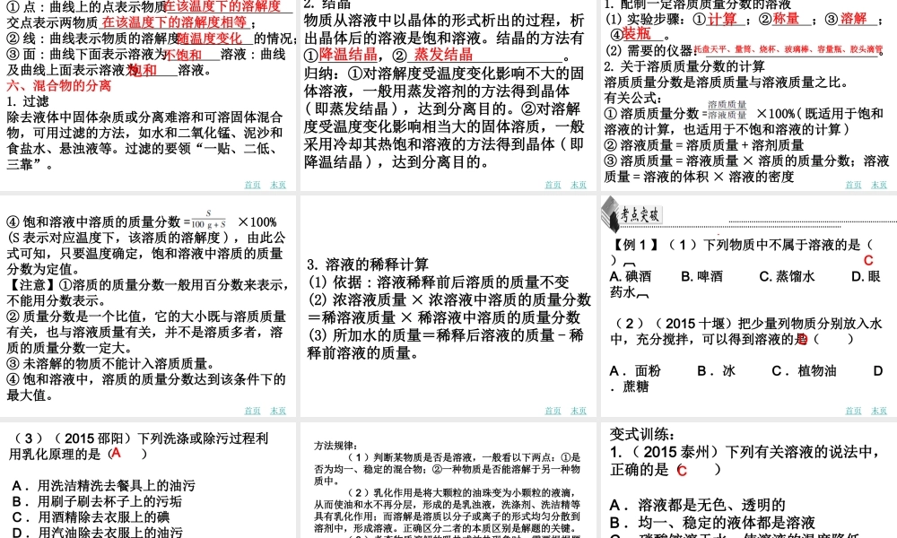 （广东地区）中考化学 第十章 溶液复习课件 新人教版-新人教版初中九年级全册化学课件