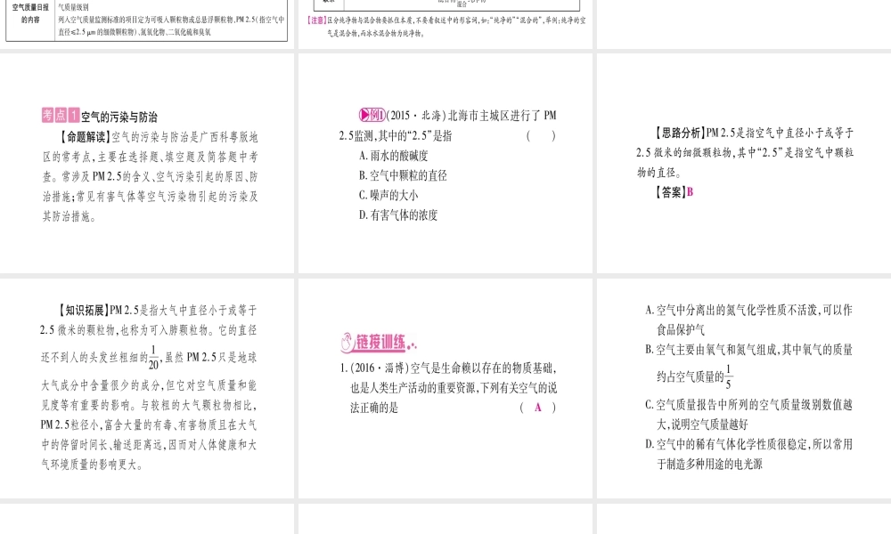 （广西专版）春中考化学 第一部分 教材系统复习 第2章 空气、物质的构成课件 科粤版-人教版初中九年级全册化学课件