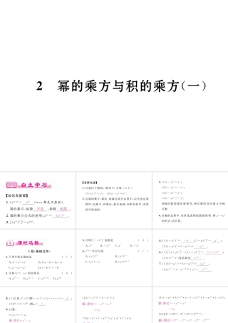 （成都专版）春七年级数学下册 第1章 整式的乘除 2 幂的乘方与积的乘方（1）作业课件 （新版）北师大版-（新版）北师大版初中七年级下册数学课件
