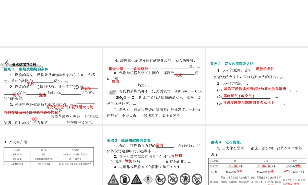 （广东地区）中考化学 第四部分 化学与社会发展 第一节 燃烧与燃料复习课件 新人教版-新人教版初中九年级全册化学课件