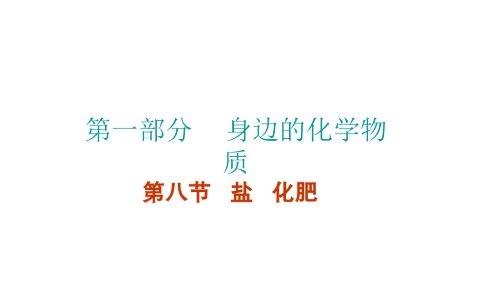 （广东地区）中考化学 第一部分 身边的化学物质 第八节 盐 化肥复习课件 新人教版-新人教版初中九年级全册化学课件