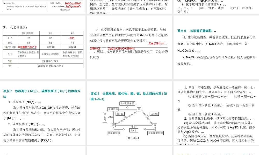 （广东地区）中考化学 第一部分 身边的化学物质 第八节 盐 化肥复习课件 新人教版-新人教版初中九年级全册化学课件