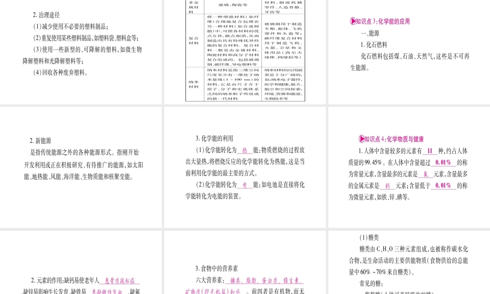 （广西专版）春中考化学 第一部分 教材系统复习 第9章 现代生活与化学课件 科粤版-人教版初中九年级全册化学课件