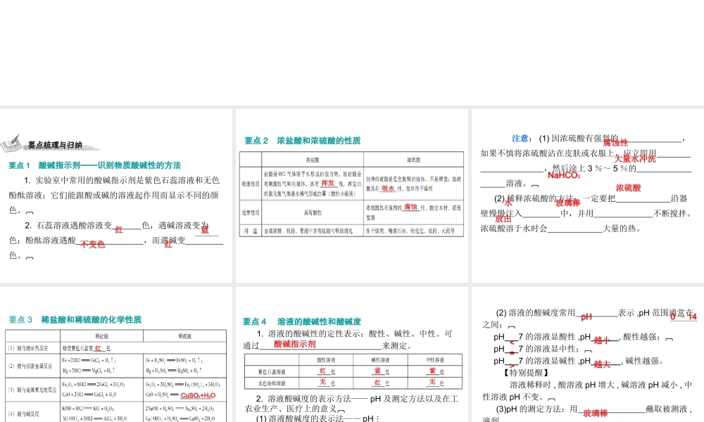 （广东地区）中考化学 第一部分 身边的化学物质 第六节 常见的酸复习课件 新人教版-新人教版初中九年级全册化学课件