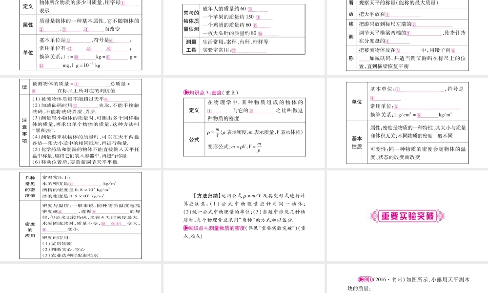 （广西北部湾专版）中考物理总复习 第1篇 教材系统 第6讲 质量与密度课件-人教版初中九年级全册物理课件