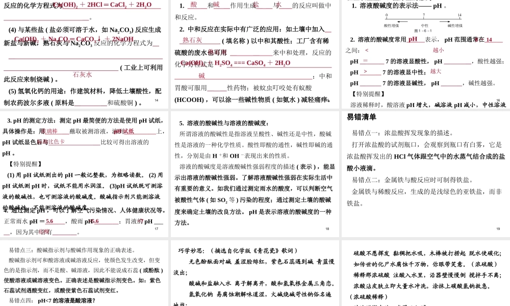 （广东地区）中考化学 第一部分 身边的化学物质 第六节 酸和碱复习课件 新人教版-新人教版初中九年级全册化学课件