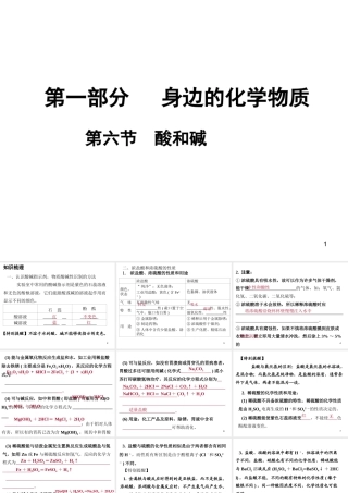 （广东地区）中考化学 第一部分 身边的化学物质 第六节 酸和碱复习课件 新人教版-新人教版初中九年级全册化学课件