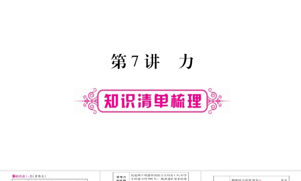 （广西北部湾专版）中考物理总复习 第1篇 教材系统 第7讲 力课件-人教版初中九年级全册物理课件