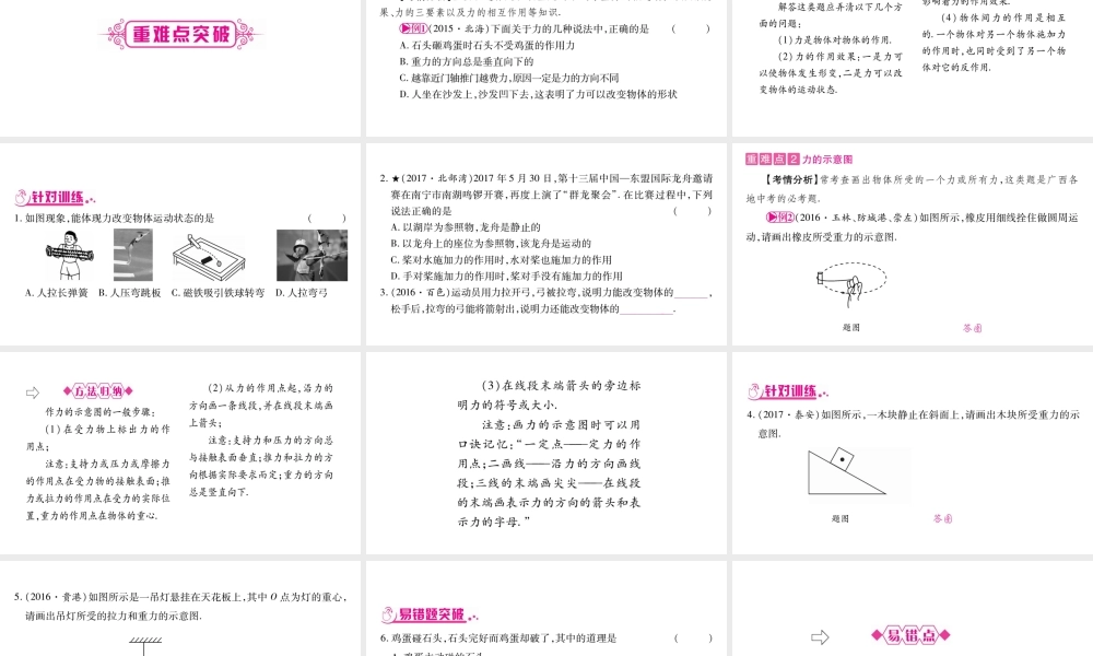 （广西北部湾专版）中考物理总复习 第1篇 教材系统 第7讲 力课件-人教版初中九年级全册物理课件