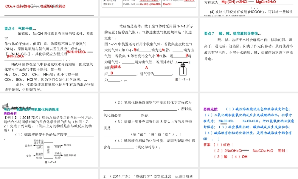 （广东地区）中考化学 第一部分 身边的化学物质 第七节 常见的碱复习课件 新人教版-新人教版初中九年级全册化学课件