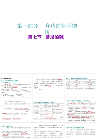 （广东地区）中考化学 第一部分 身边的化学物质 第七节 常见的碱复习课件 新人教版-新人教版初中九年级全册化学课件