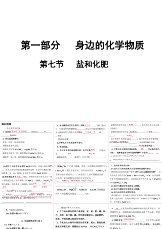 （广东地区）中考化学 第一部分 身边的化学物质 第七节 盐和化肥复习课件 新人教版-新人教版初中九年级全册化学课件