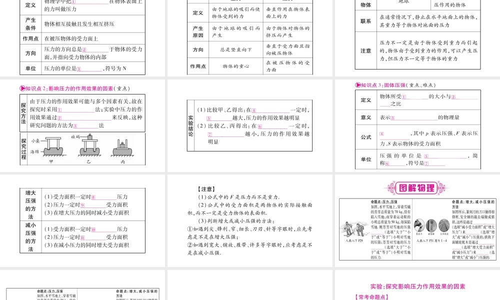 （广西北部湾专版）中考物理总复习 第1篇 教材系统 第9讲 压强（第1课时）课件-人教版初中九年级全册物理课件