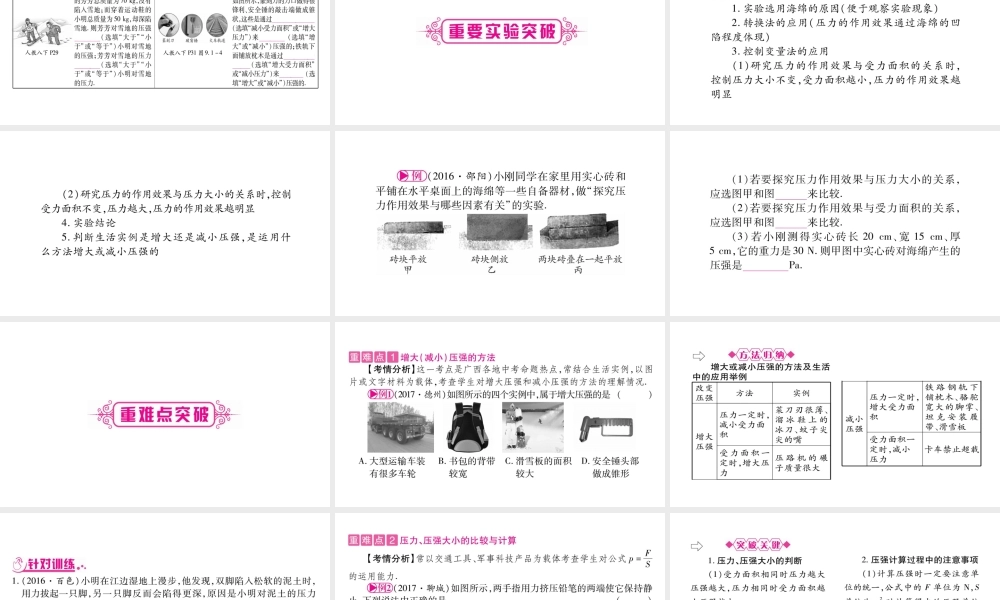 （广西北部湾专版）中考物理总复习 第1篇 教材系统 第9讲 压强（第1课时）课件-人教版初中九年级全册物理课件
