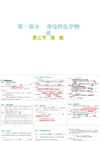 （广东地区）中考化学 第一部分 身边的化学物质 第三节 溶液复习课件2 新人教版-新人教版初中九年级全册化学课件