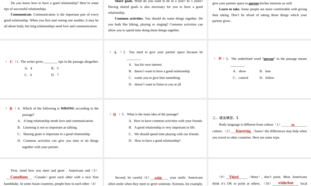 （广州沈阳通用）八年级英语下册 Unit 2 Body language（第5课时）写作课件 牛津深圳版-牛津深圳版初中八年级下册英语课件