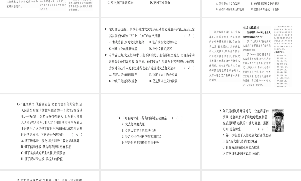 （广西专用）九年级历史上册 第2单元 欧美主要国家的社会巨变 第8课 文艺复兴和新航路的开辟课件 岳麓版-岳麓版初中九年级上册历史课件
