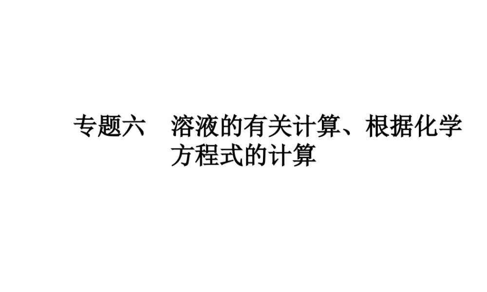 （广东地区）中考化学专题复习六 溶液的有关计算、根据化学方程式的计算课件 新人教版-新人教版初中九年级全册化学课件