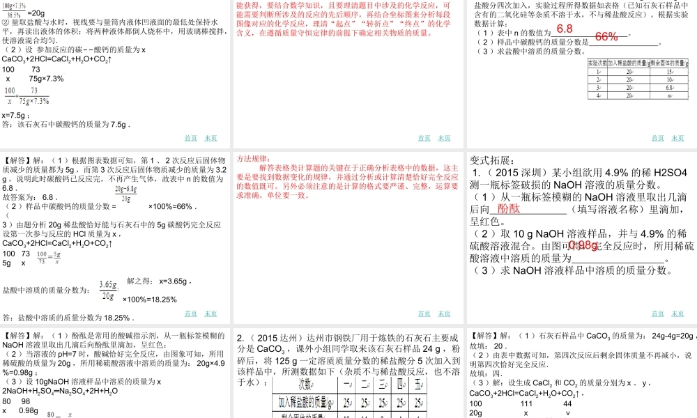 （广东地区）中考化学专题复习六 溶液的有关计算、根据化学方程式的计算课件 新人教版-新人教版初中九年级全册化学课件