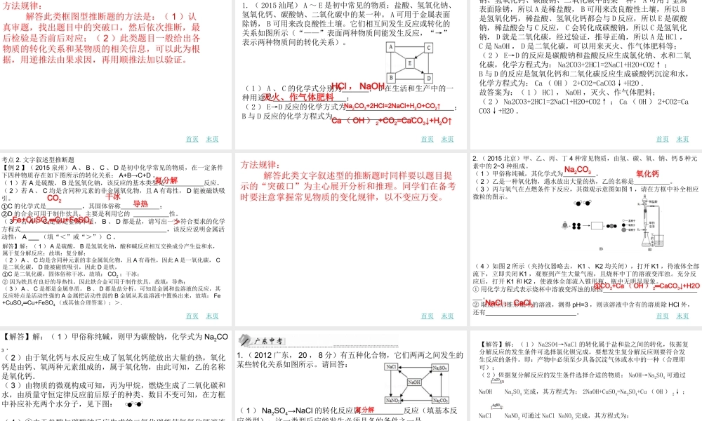 （广东地区）中考化学专题复习三 推断题课件 新人教版-新人教版初中九年级全册化学课件
