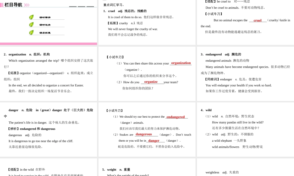 （广州沈阳通用）八年级英语下册 Unit 5 Save the endangered animals（第1课时）词汇课件 牛津深圳版-牛津深圳版初中八年级下册英语课件