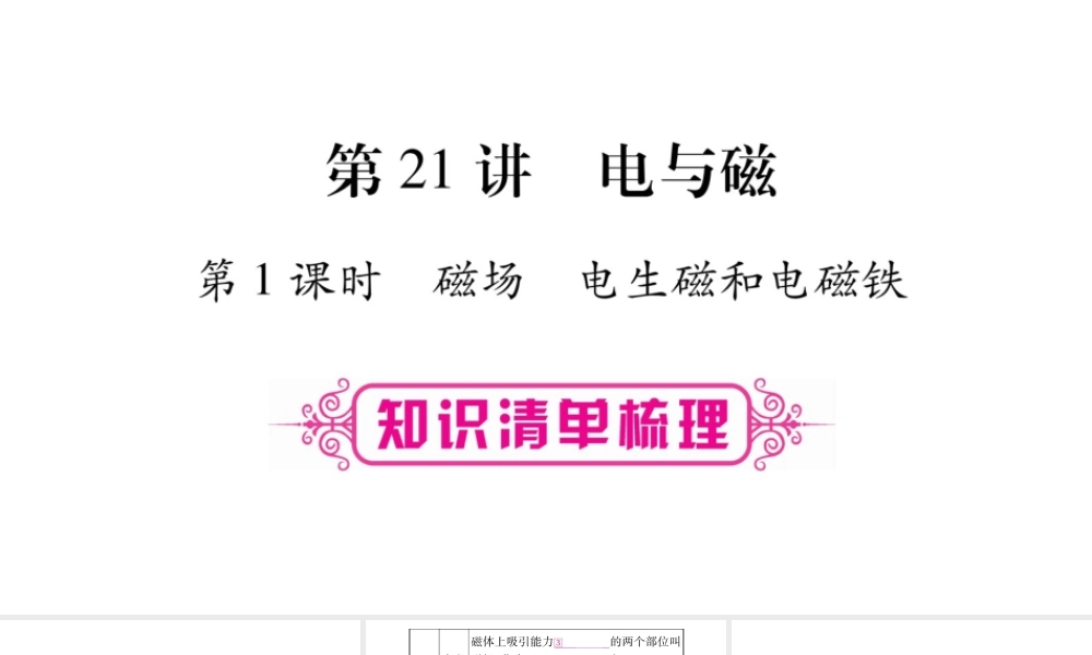 （广西北部湾专版）中考物理总复习 第1篇 教材系统 第21讲 电与磁（第1课时）课件-人教版初中九年级全册物理课件