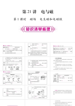 （广西北部湾专版）中考物理总复习 第1篇 教材系统 第21讲 电与磁（第1课时）课件-人教版初中九年级全册物理课件