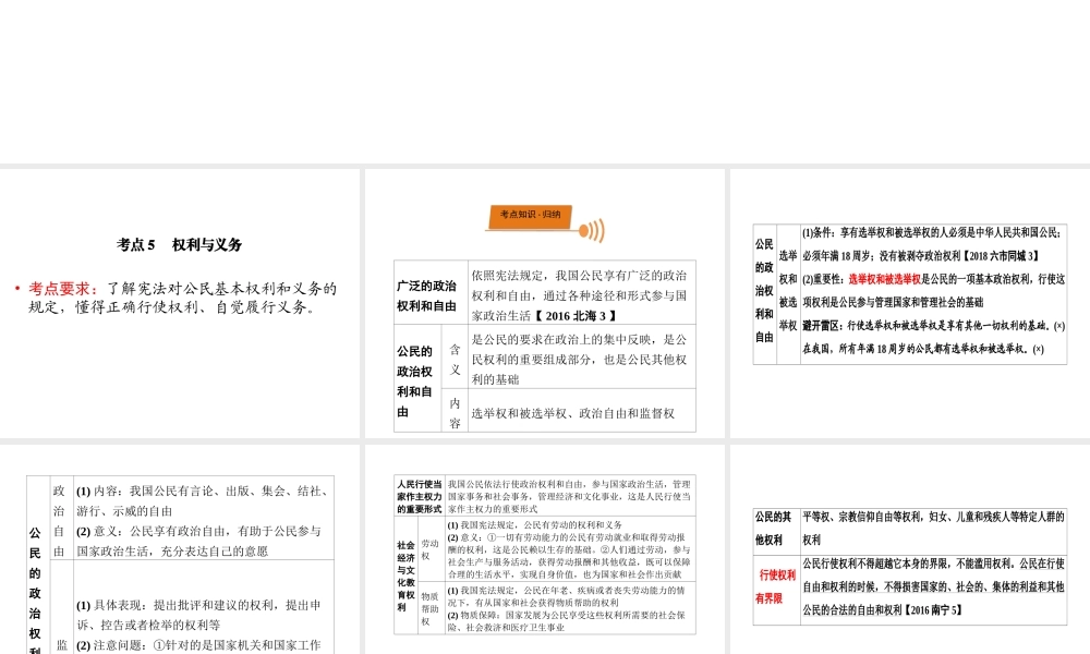 （广西专用）中考道德与法治一轮新优化复习 第二部分 权利与义务 考点5 权利与义务课件-人教版初中九年级全册政治课件
